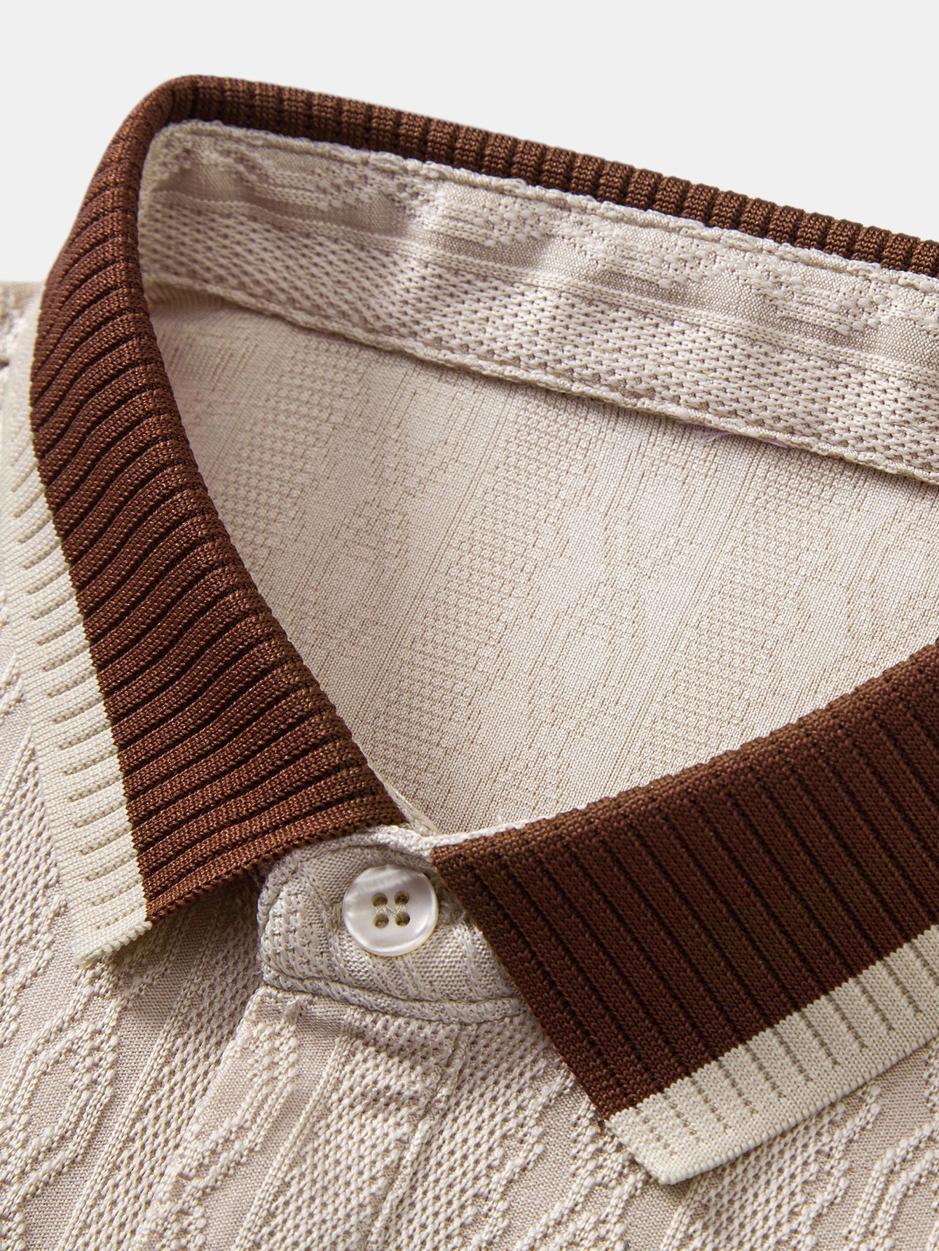 Contrast Trim Textured Knit Polo