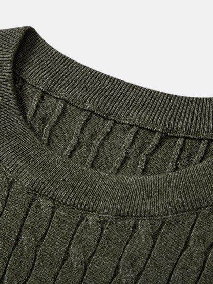 Twisted Jacquard Crew Collar Knit T-Shirt