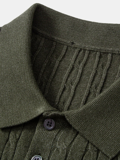 Twisted Jacquard Knit Polo
