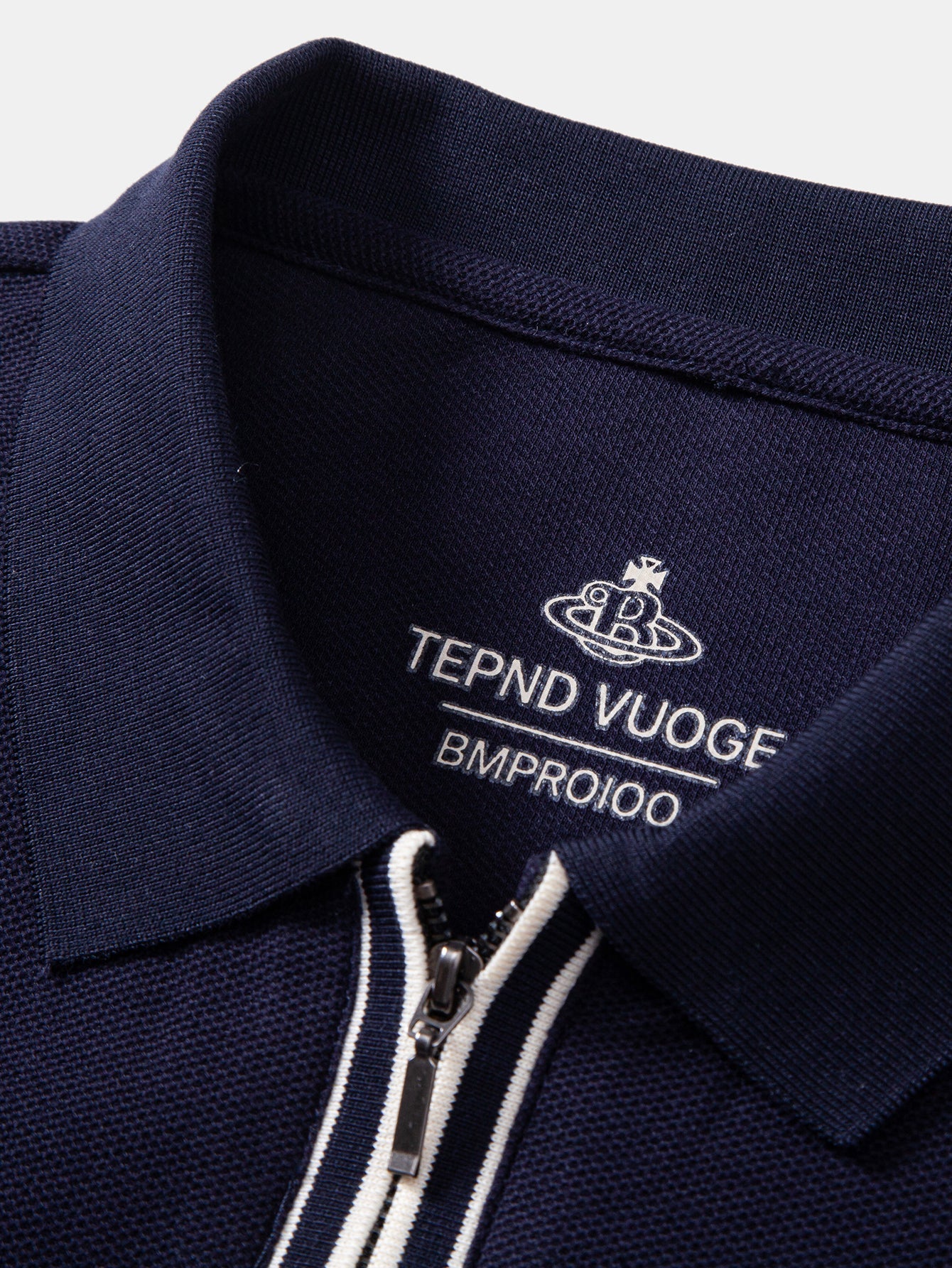 Contrast Trim Zipper Polo