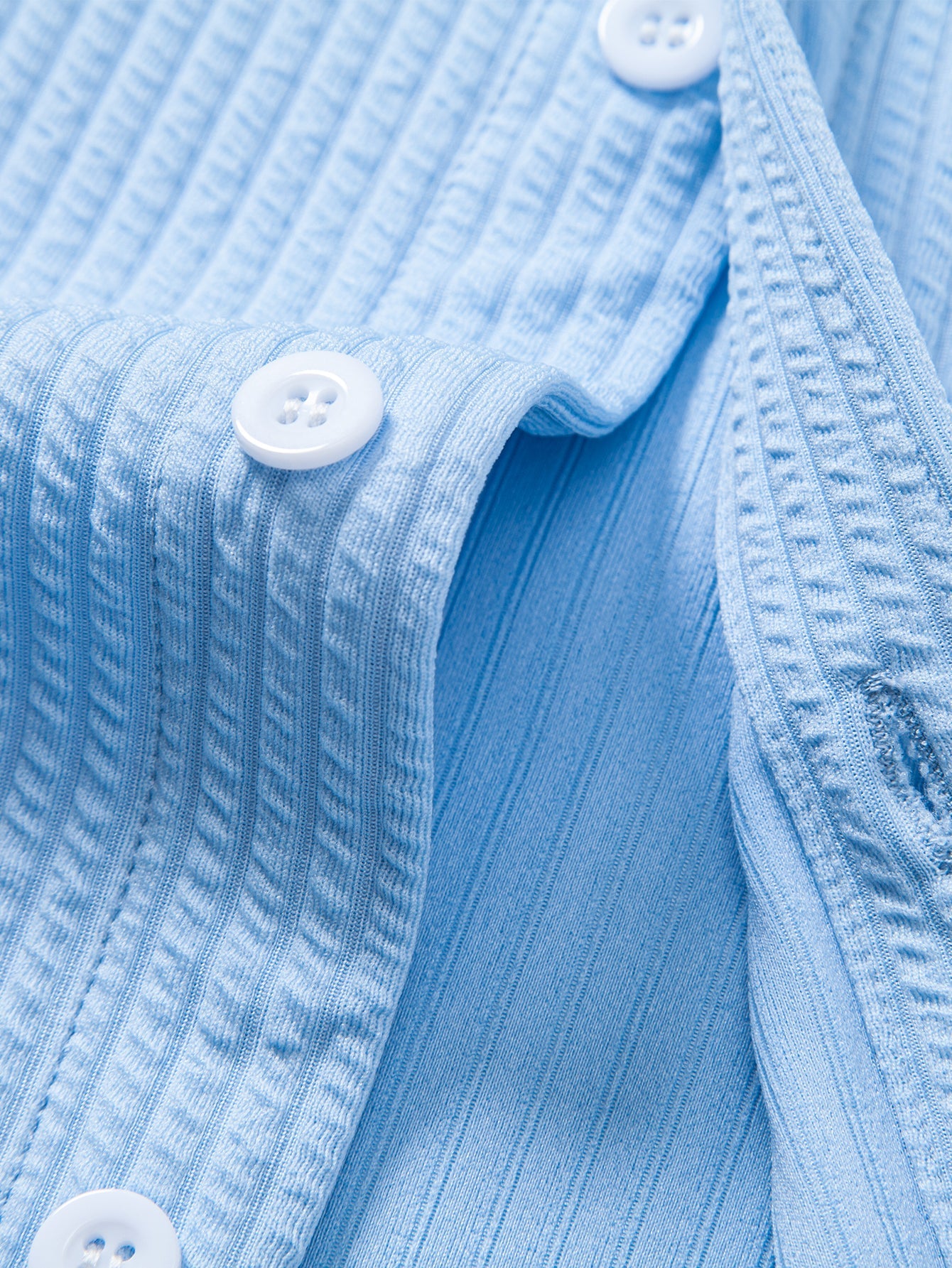 Long Sleeve Muscle Fit Ribbed Button Up Shirt