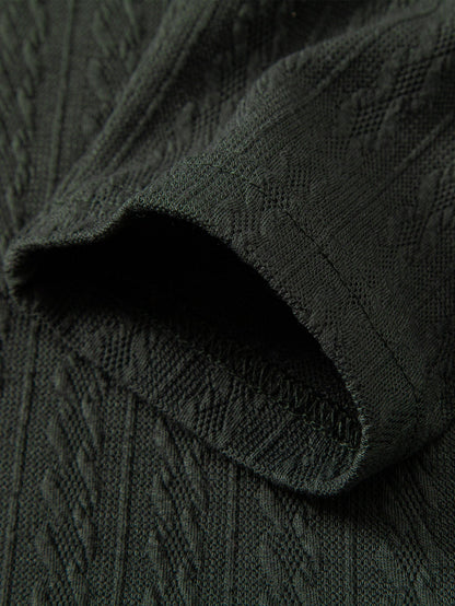 Long Sleeve Twist Jacquard Polo Shirt
