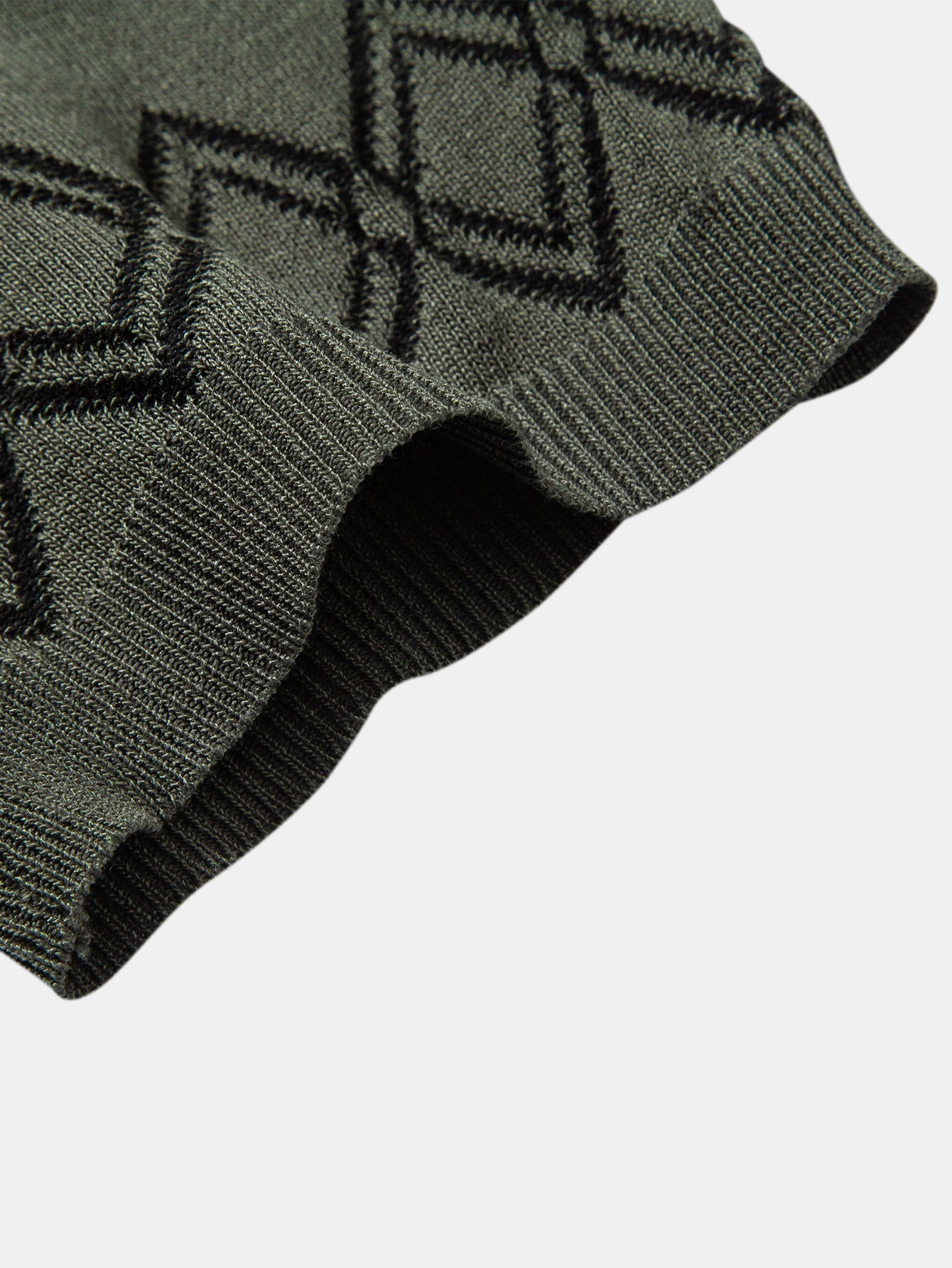 Geometric Jacquard Johnny Collar Polo