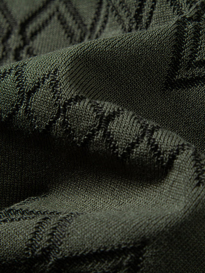 Geometric Jacquard Johnny Collar Polo