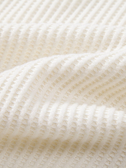 Long Sleeved Knitted Waffle Polo Shirt