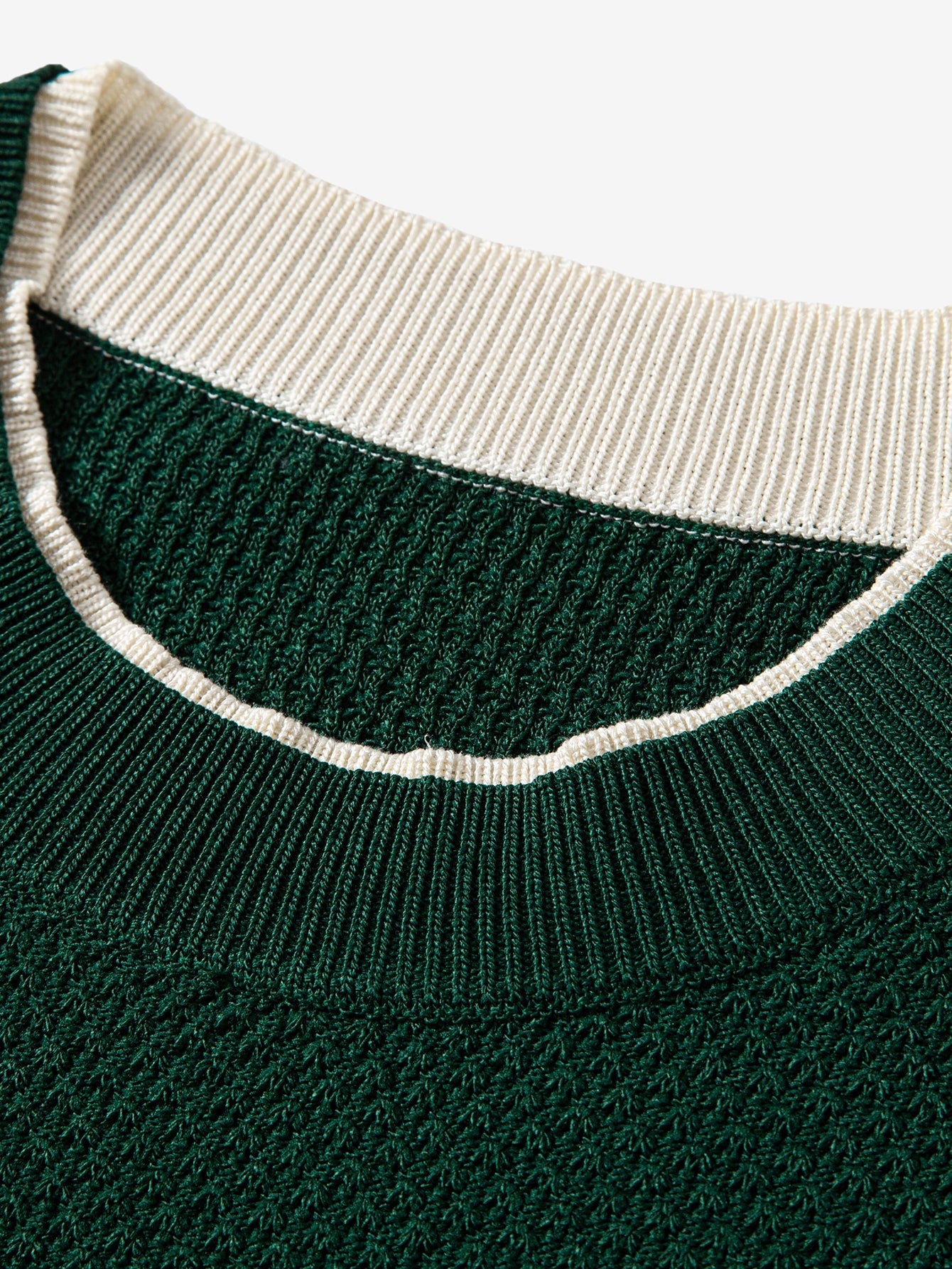 Contrast Trim Textured Knit T-Shirt