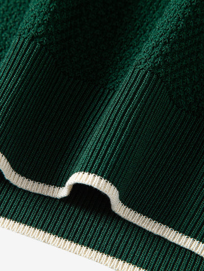 Contrast Trim Textured Knit T-Shirt