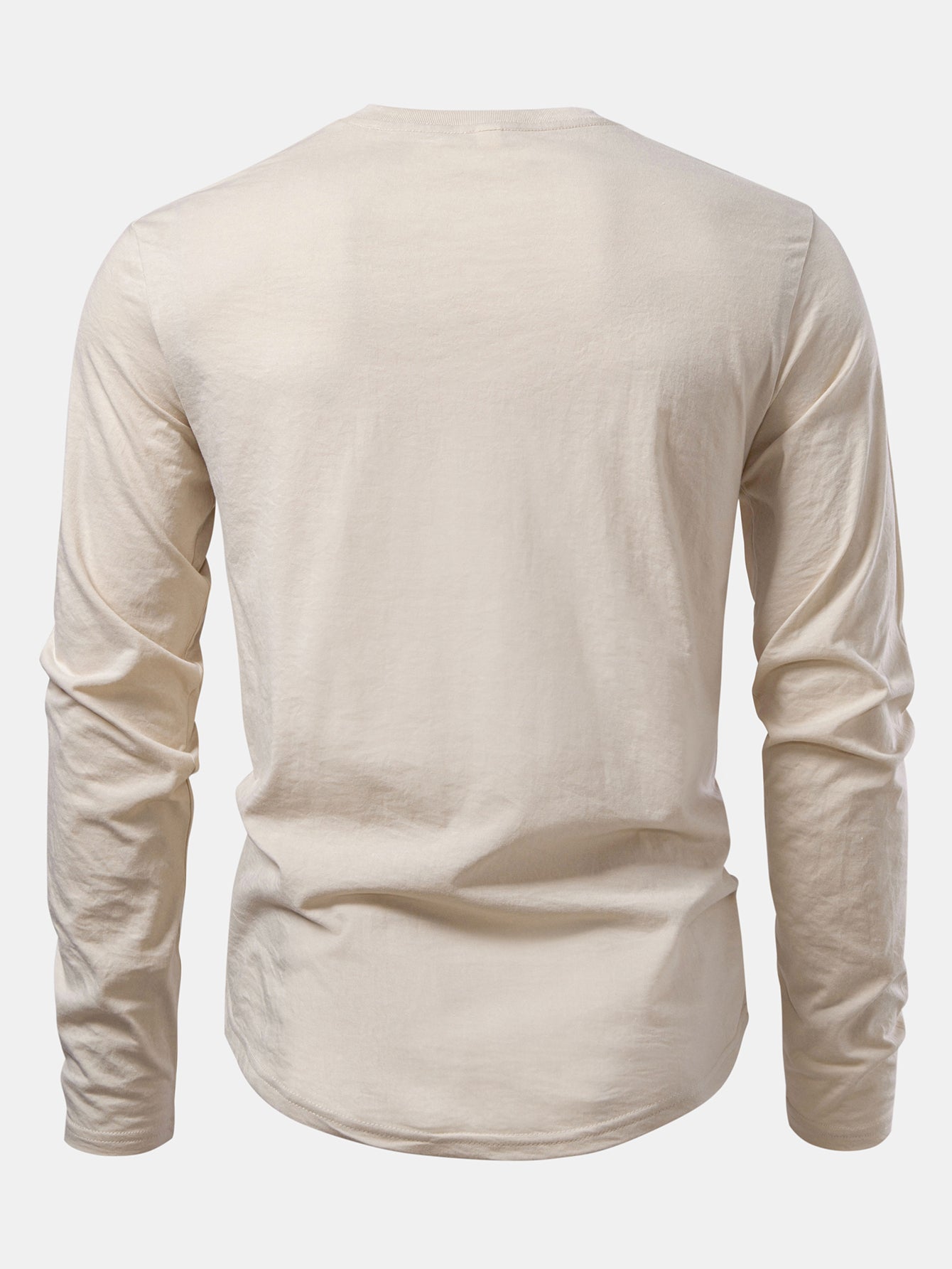 Men Print Cotton Arc Hem T-Shirt
