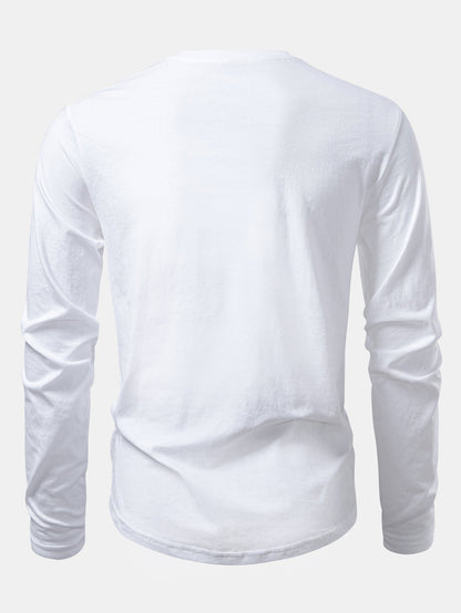 Men Print Cotton Arc Hem T-Shirt