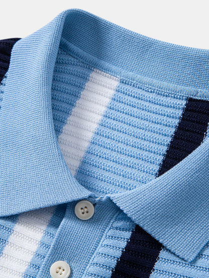 Stripe Textured Knit Polo