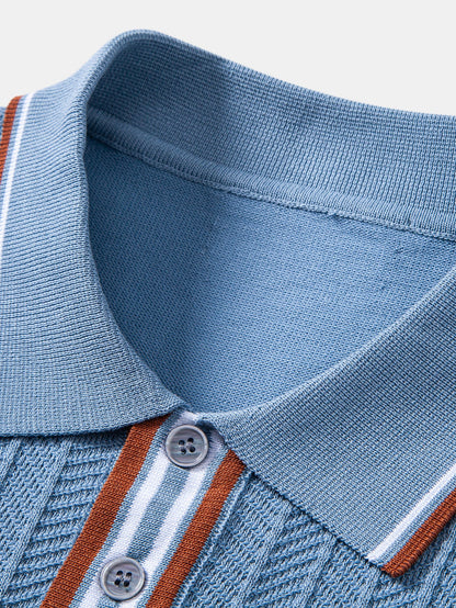 Contrast Textured Knit Polo