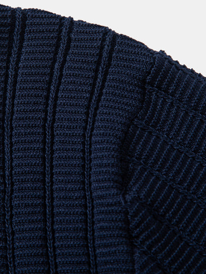 Contrast Textured Johnny Collar Knit Polo