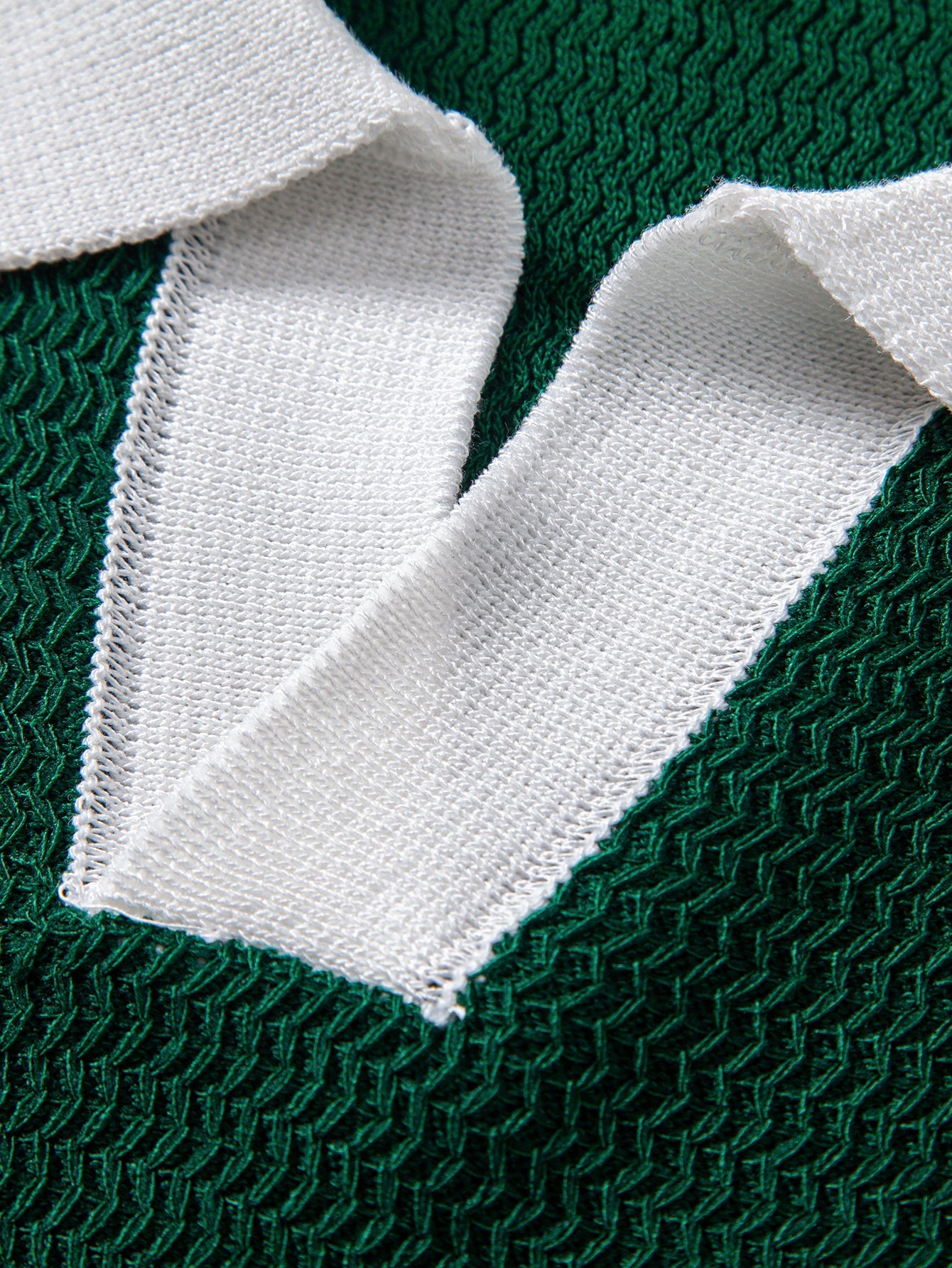 Textured Contrast Johnny Collar Knit Polo