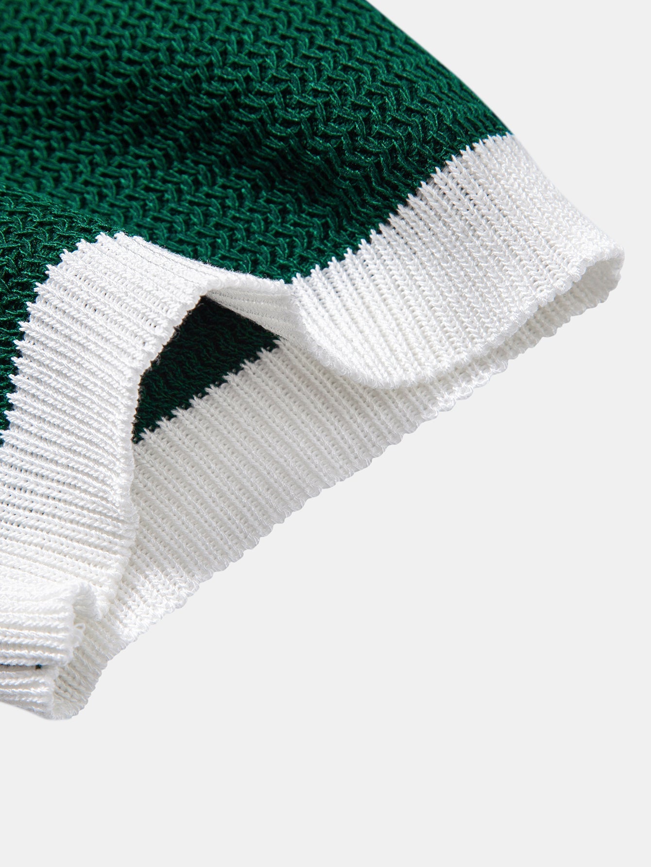Textured Contrast Johnny Collar Knit Polo