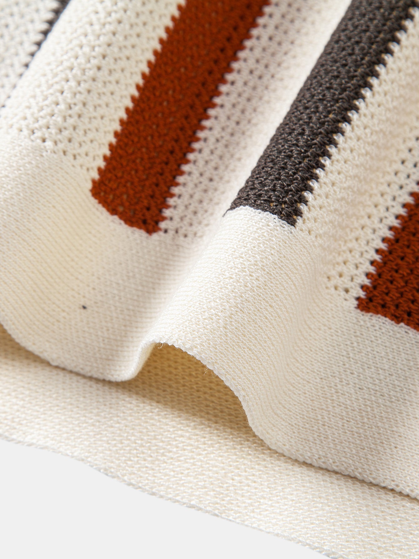 Striped Knit Johnny Collar Polo