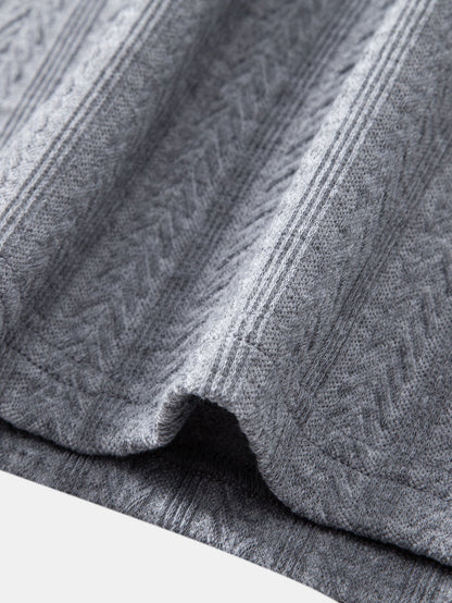 Long Sleeve Wheat Ear Jacquard Polo Shirt