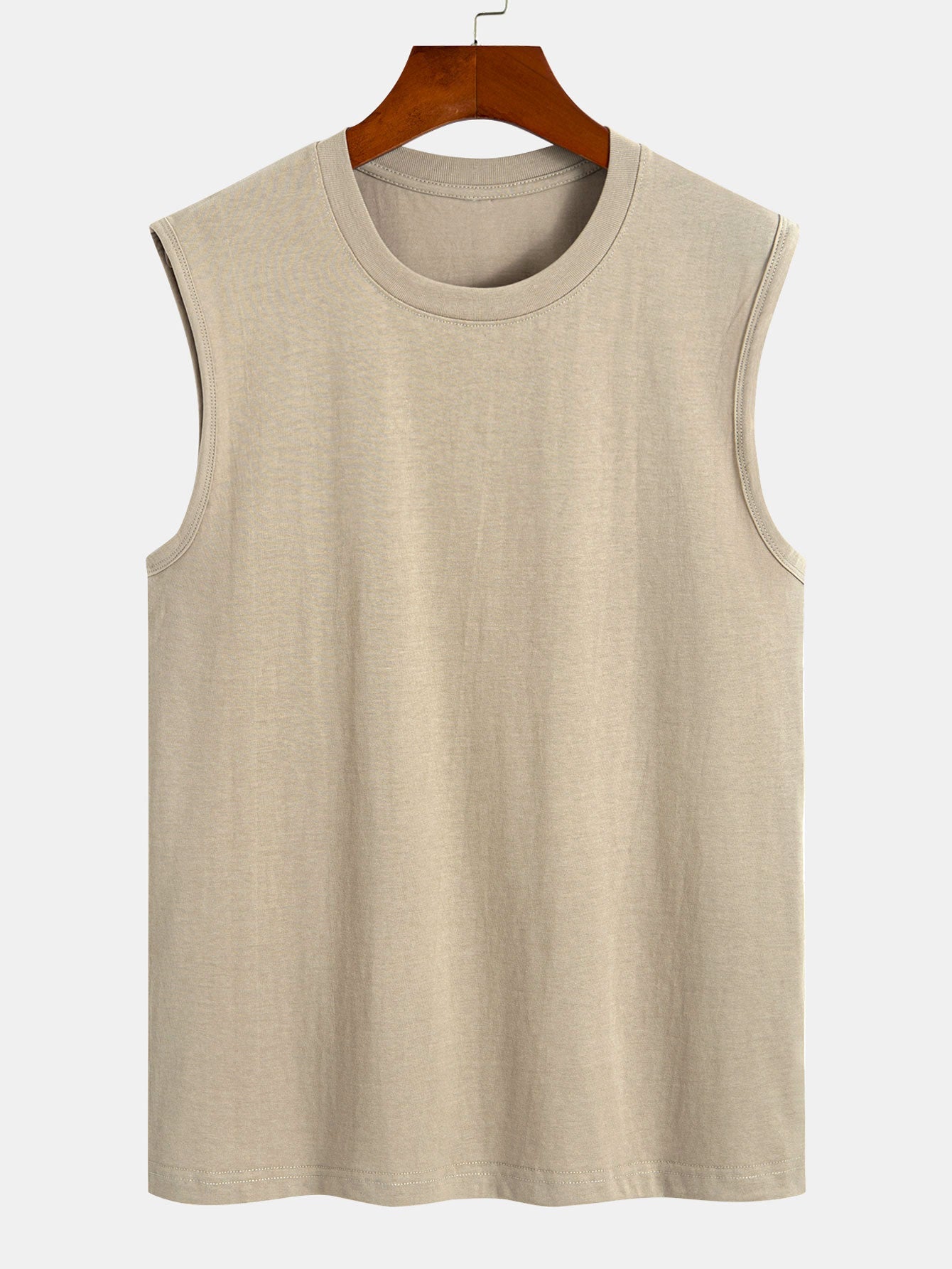 Solid Cotton Sleeveless T-Shirt