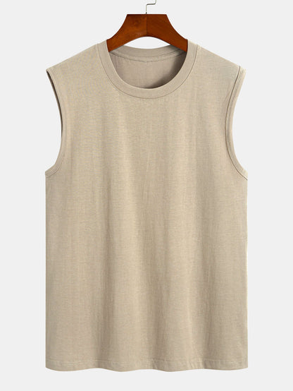 Solid Cotton Sleeveless T-Shirt