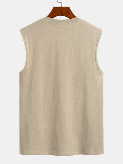 Solid Cotton Sleeveless T-Shirt