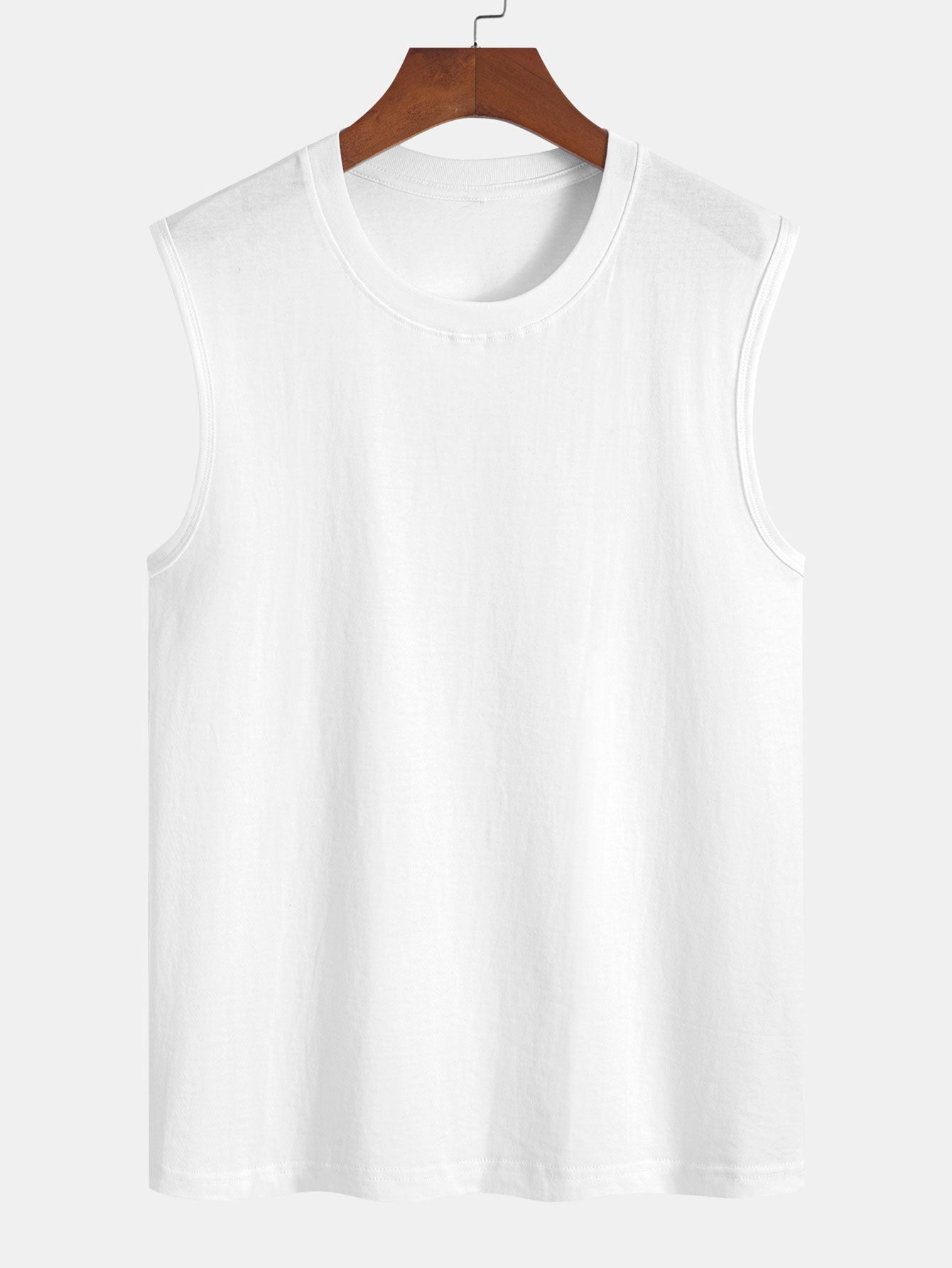 Solid Cotton Sleeveless T-Shirt