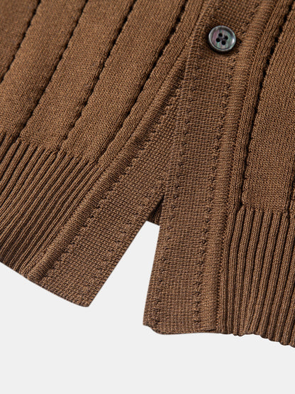 Stripe Button Up Open Knit Shirt