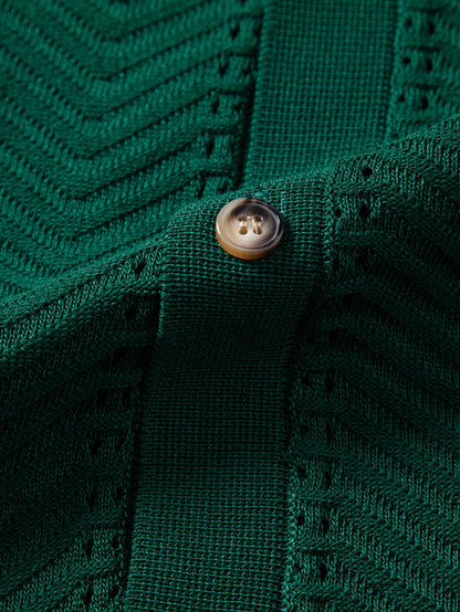 Textured Jacquard Button Up Knit Shirt