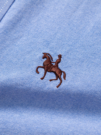Cowboy Embroidery Cotton Oxford Button Up Shirt