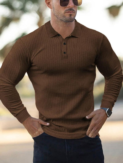 Chic Tailored Long-Sleeve Polo