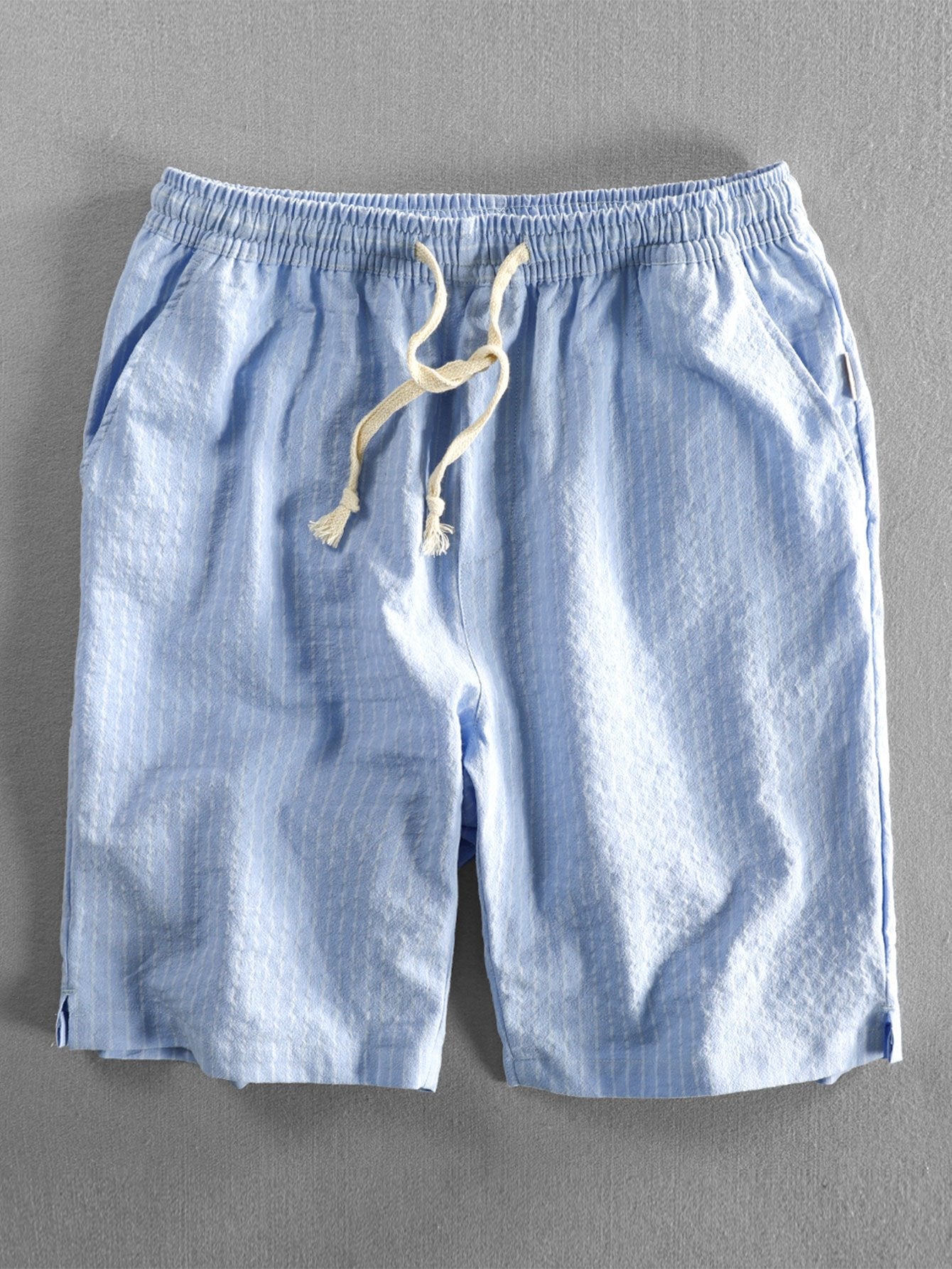Cotton Drawstring Striped Shorts