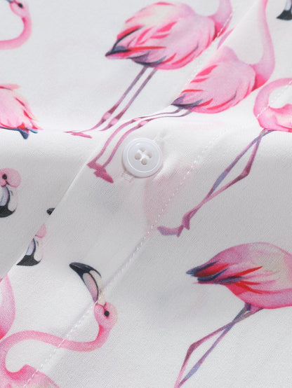 قميص مزخرف بتصميم فلامينغو