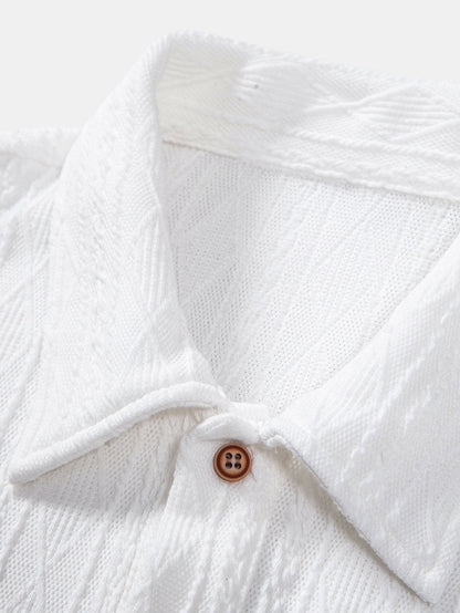 Knitted Rhombus Geometric Jacquard Polo
