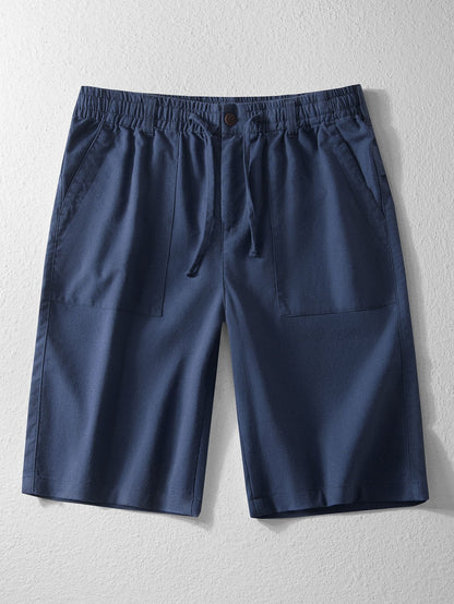 Linen Cotton Blend Drawstring Shorts