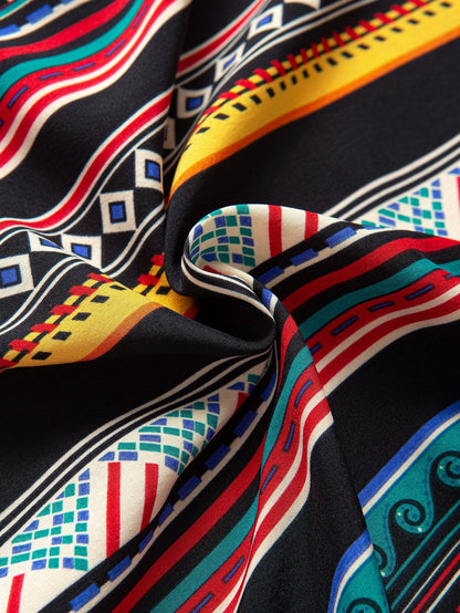 Ethnic Geometric Print Button Up Shirt