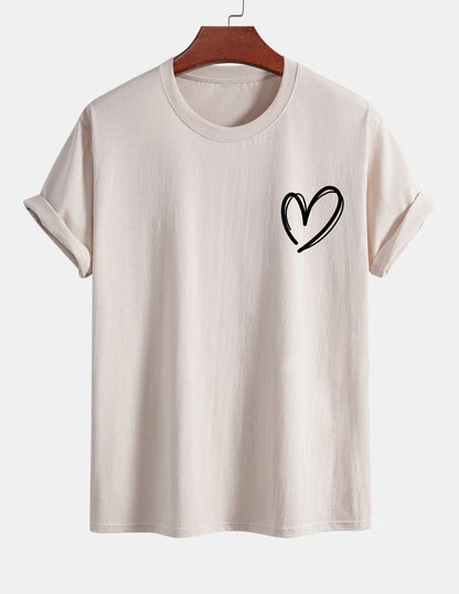 Regular Fit Heart Print Cotton T-Shirt