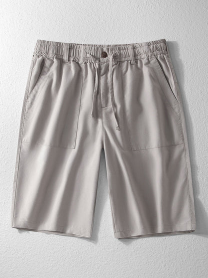 Linen Cotton Blend Drawstring Shorts