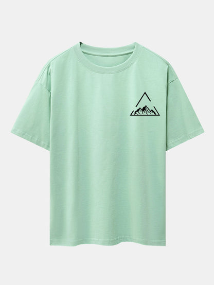 Triangle Mountain Print Drop Shoulder Oversize T-Shirt