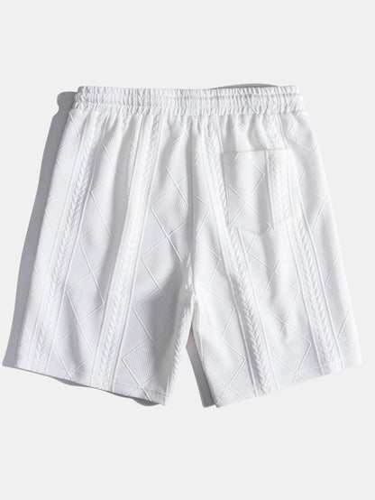 3 Pieces Geometric Jacquard Drawstring Shorts