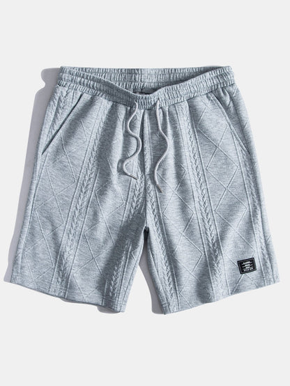 3 Pieces Geometric Jacquard Drawstring Shorts