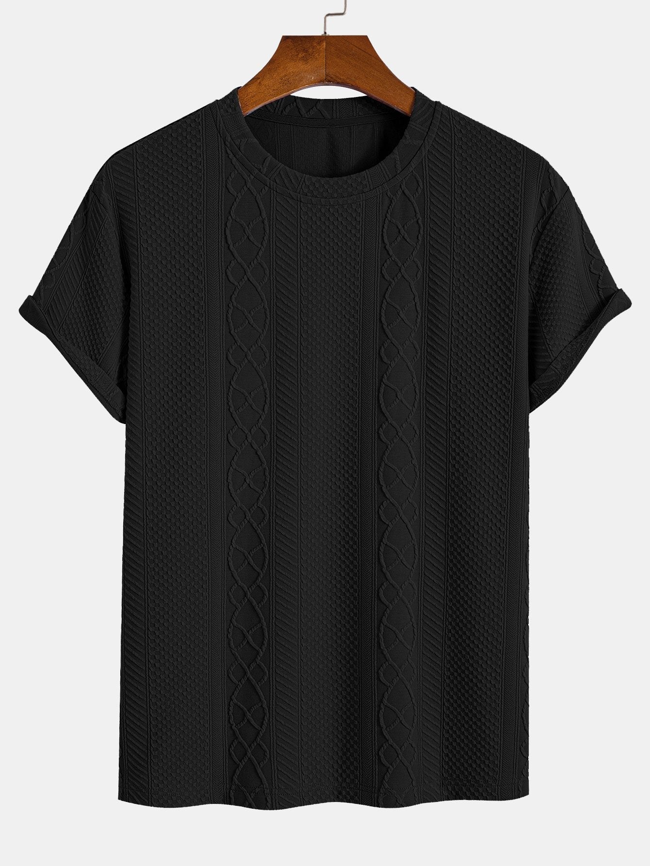تي شيرت جاكار هندسي بتصميم ملائم للجسم