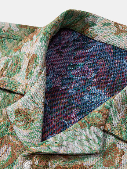 Painted Floral Jacquard Cuban Shirt