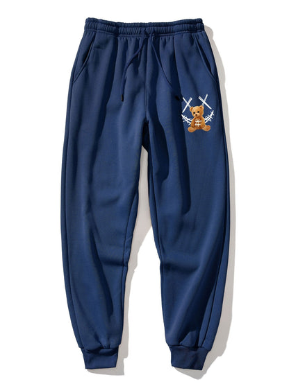 Graffiti Smiley Bear Print Jogger Pants