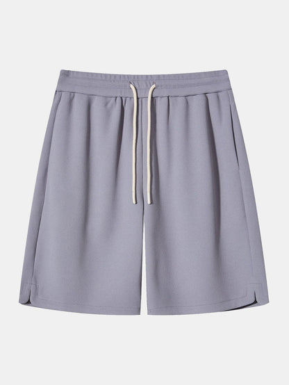 Loose Fit Drawstring Waffle Shorts
