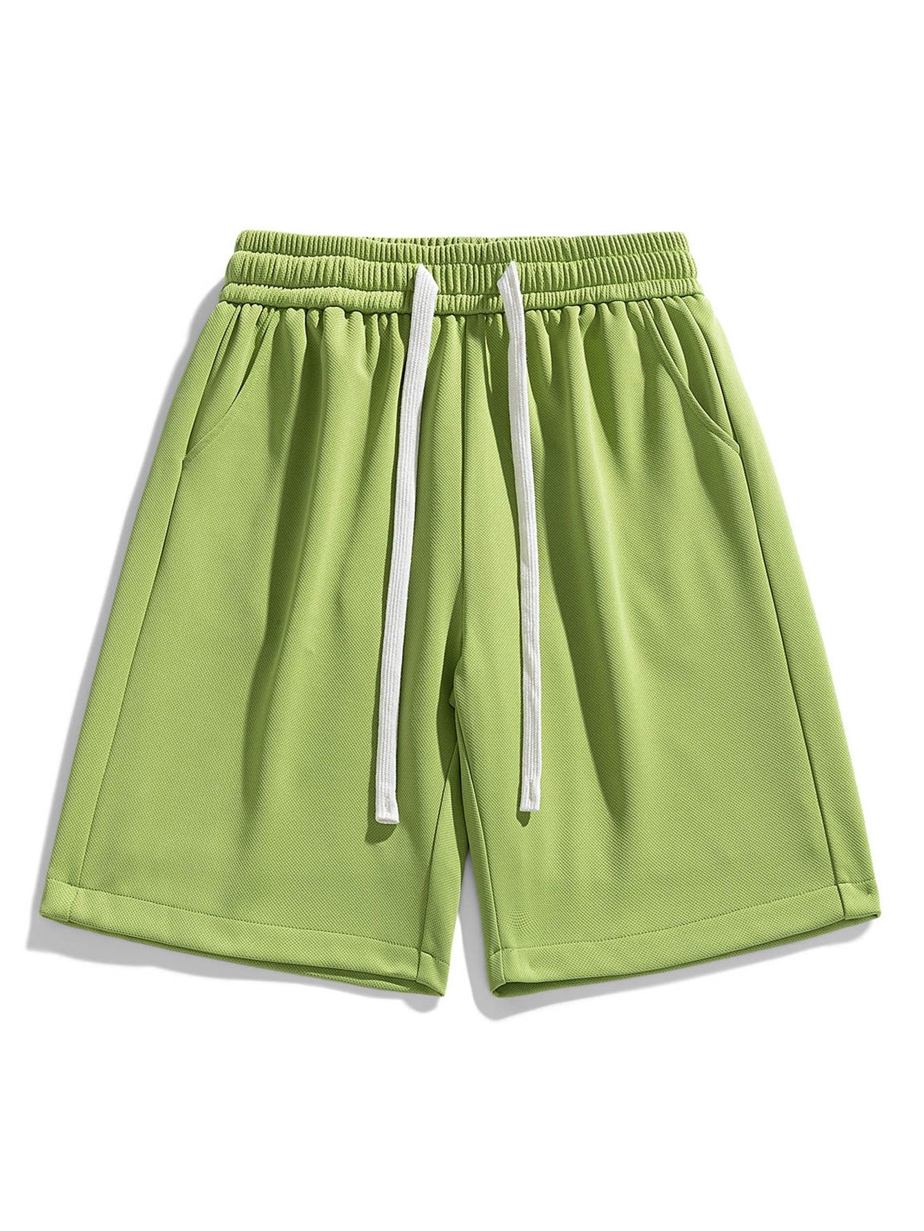 Basic Textured Drawstring Shorts