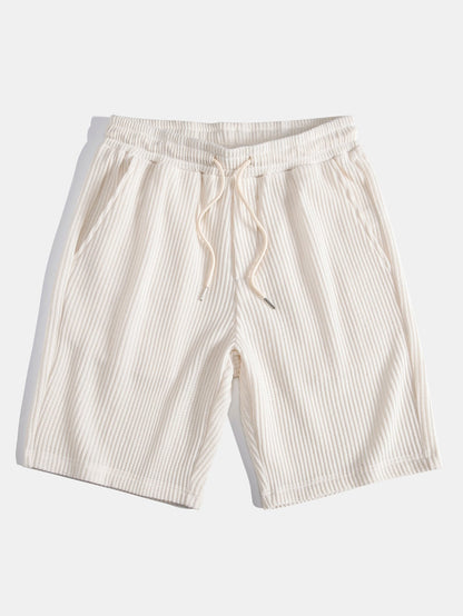 3 Pieces Drawstring Knitted Waffle Shorts
