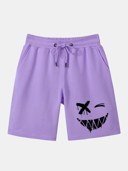 Dissolved Smiley Face Print Man Mid Length Shorts