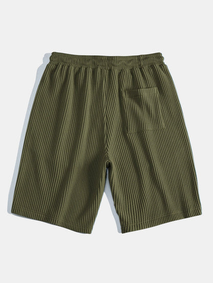 Drawstring Knitted Waffle Shorts
