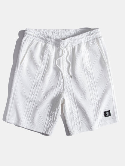 3 Pieces Geometric Jacquard Drawstring Shorts