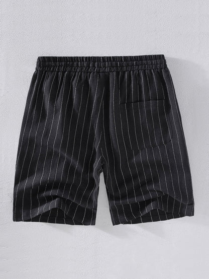 Linen Cotton Blend  Striped Shorts