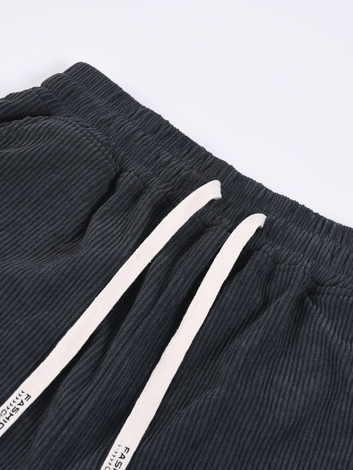 Corduroy Drawstring Shorts With Letter Label