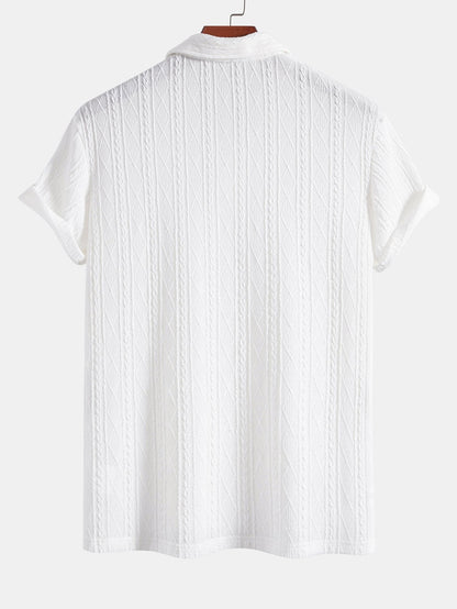 Knitted Rhombus Geometric Jacquard Polo